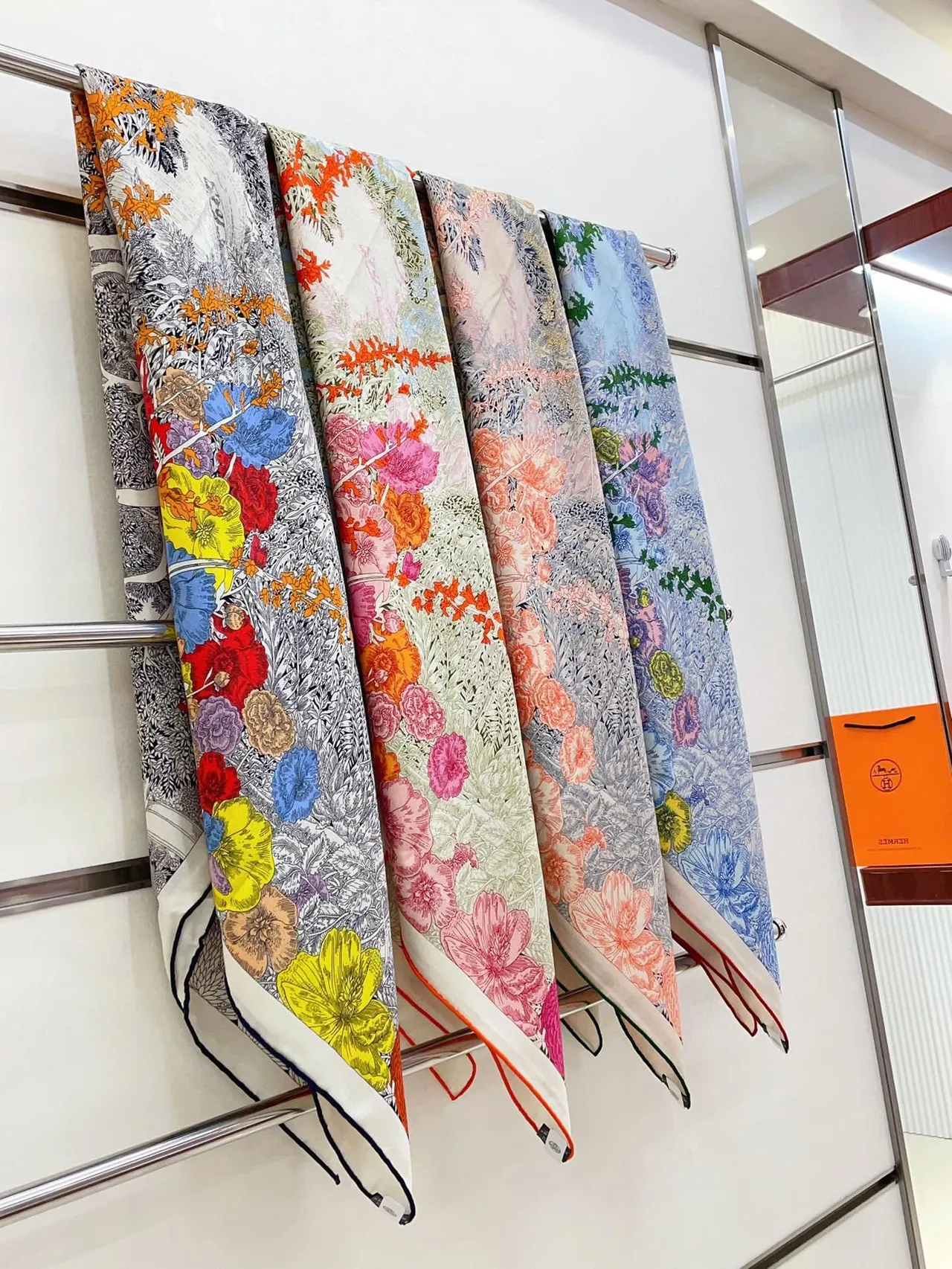 Hermès Floral Botanical Print Silk Scarf 3
