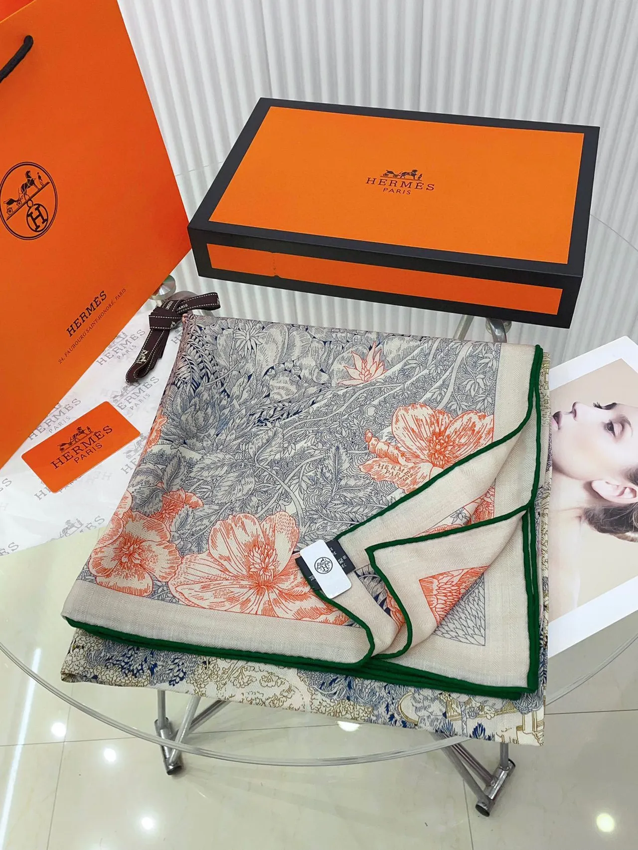 Hermès Floral Botanical Print Silk Scarf 4