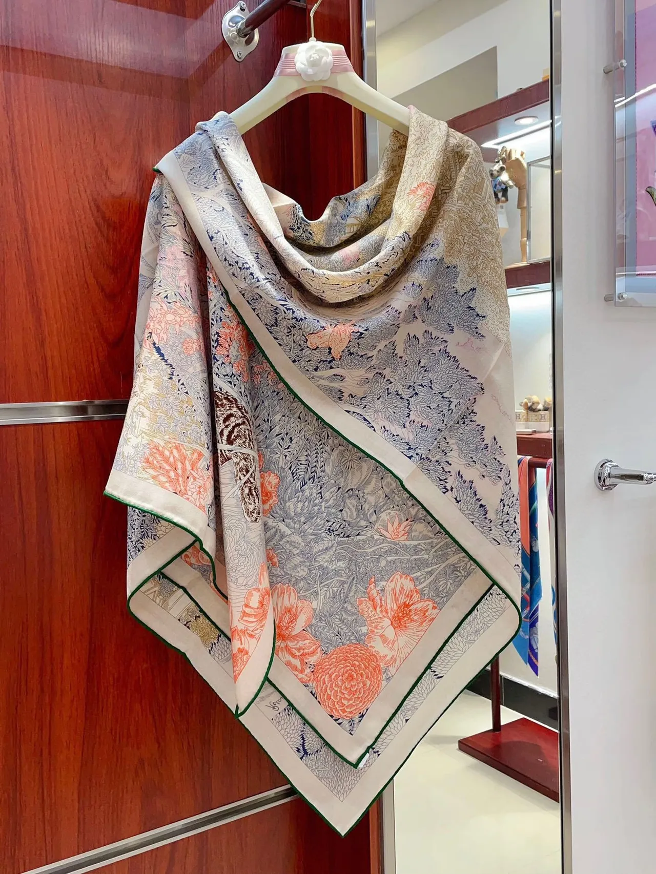 Hermès Floral Botanical Print Silk Scarf 7