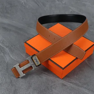 Hermès H Buckle Brown and Black Leather Belt