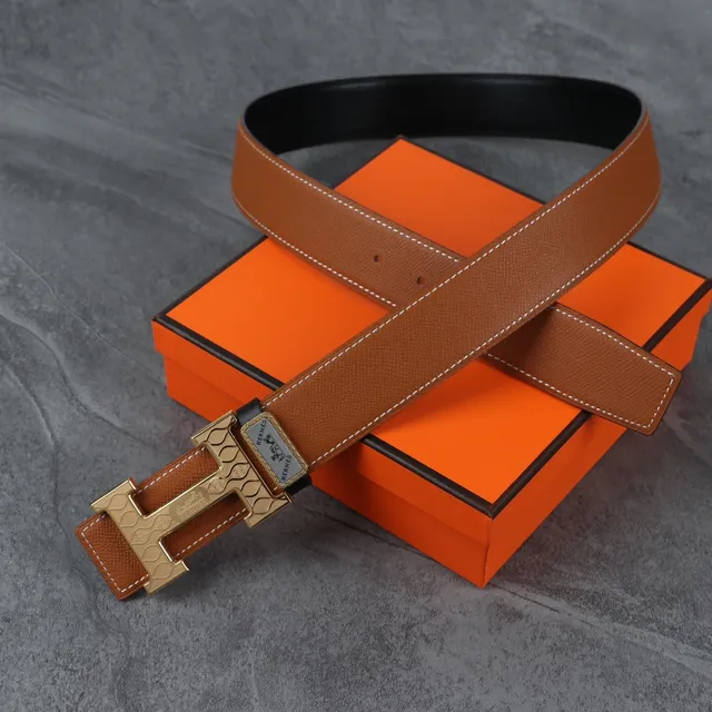 Hermès H Buckle Brown and Black Leather Belt 6
