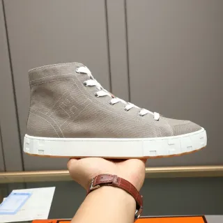 Hermès H Canvas High-Top Sneaker Beige and White Lifestyle Sneakers