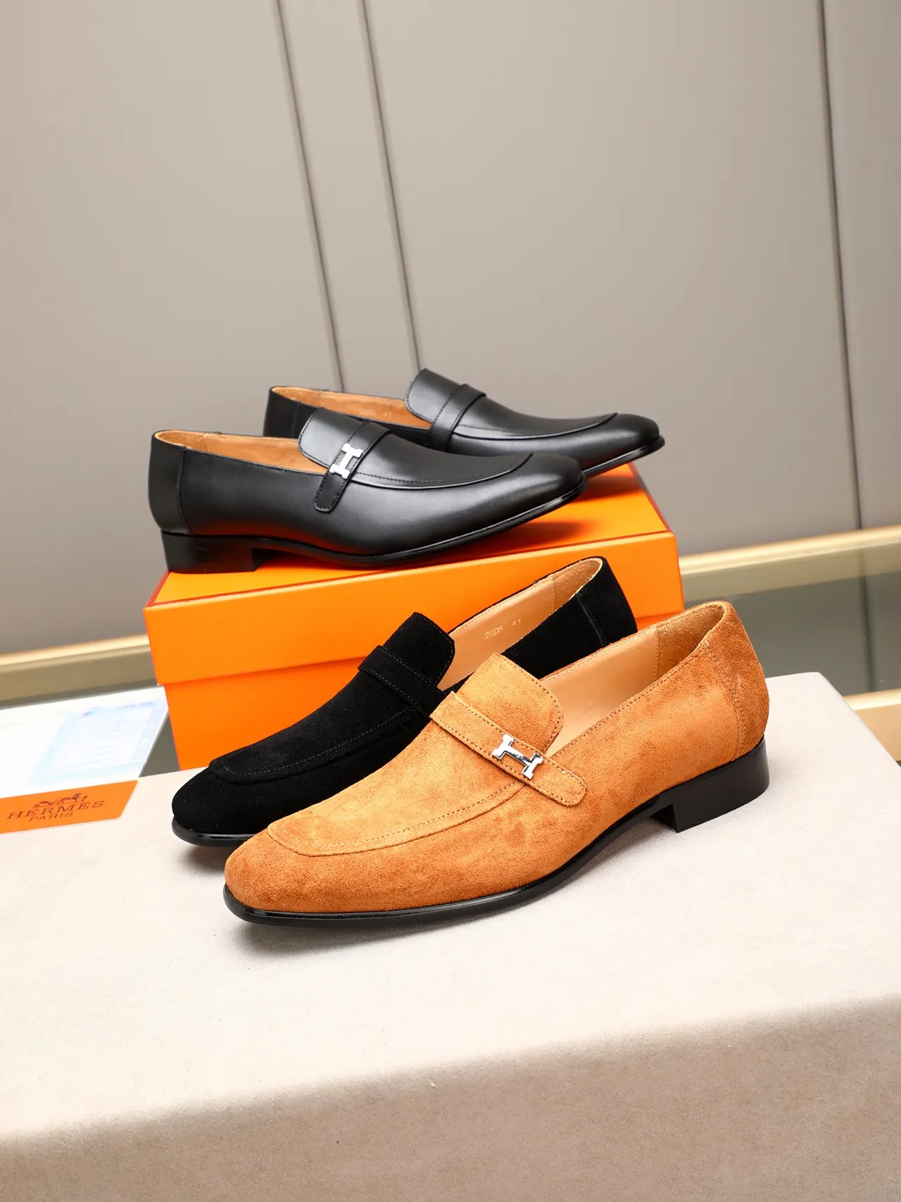 Hermès H de Hermès Black Suede Loafer 2