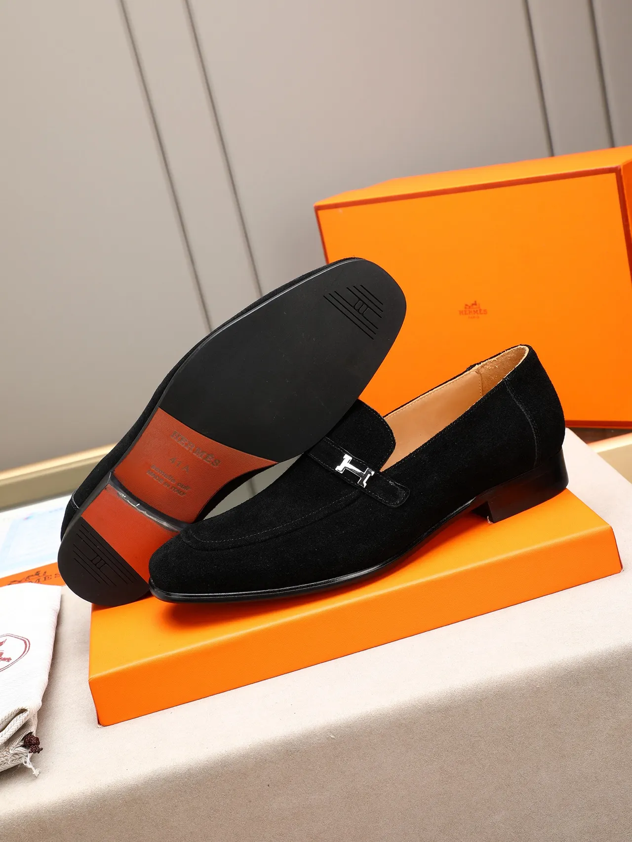 Hermès H de Hermès Black Suede Loafer 4