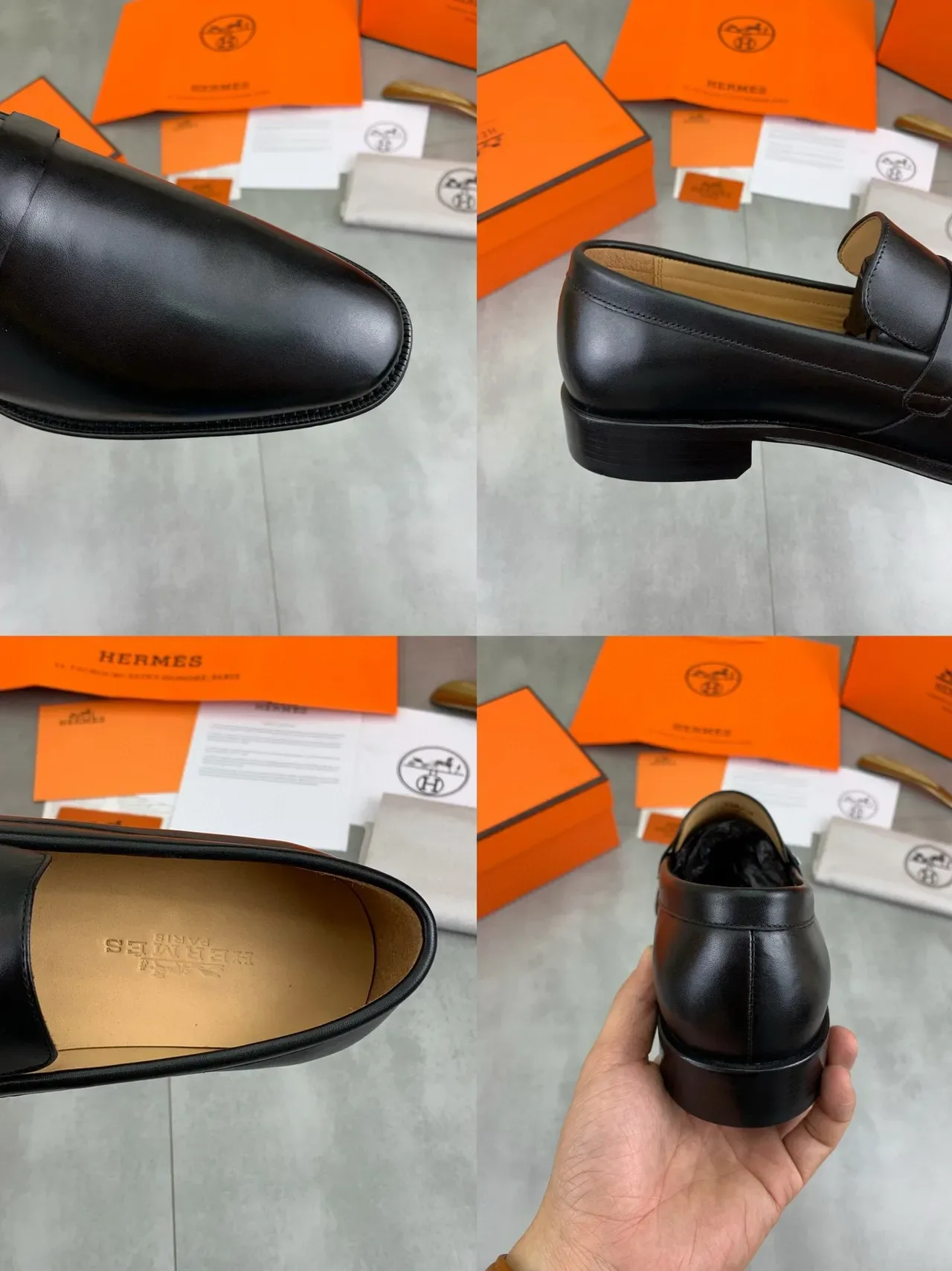 Hermès H Loafer Black Polished Leather Loafers 2