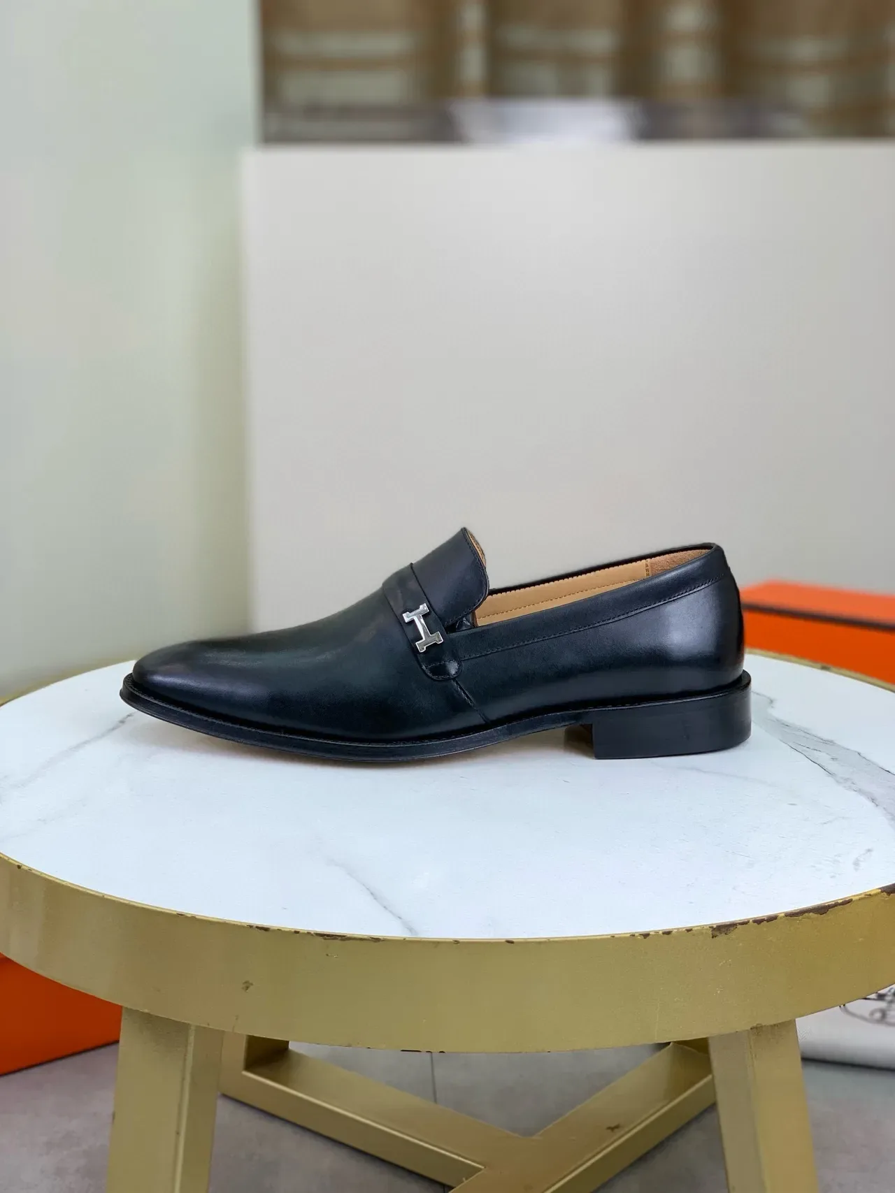 Hermès H Loafer Black Polished Leather Loafers 6