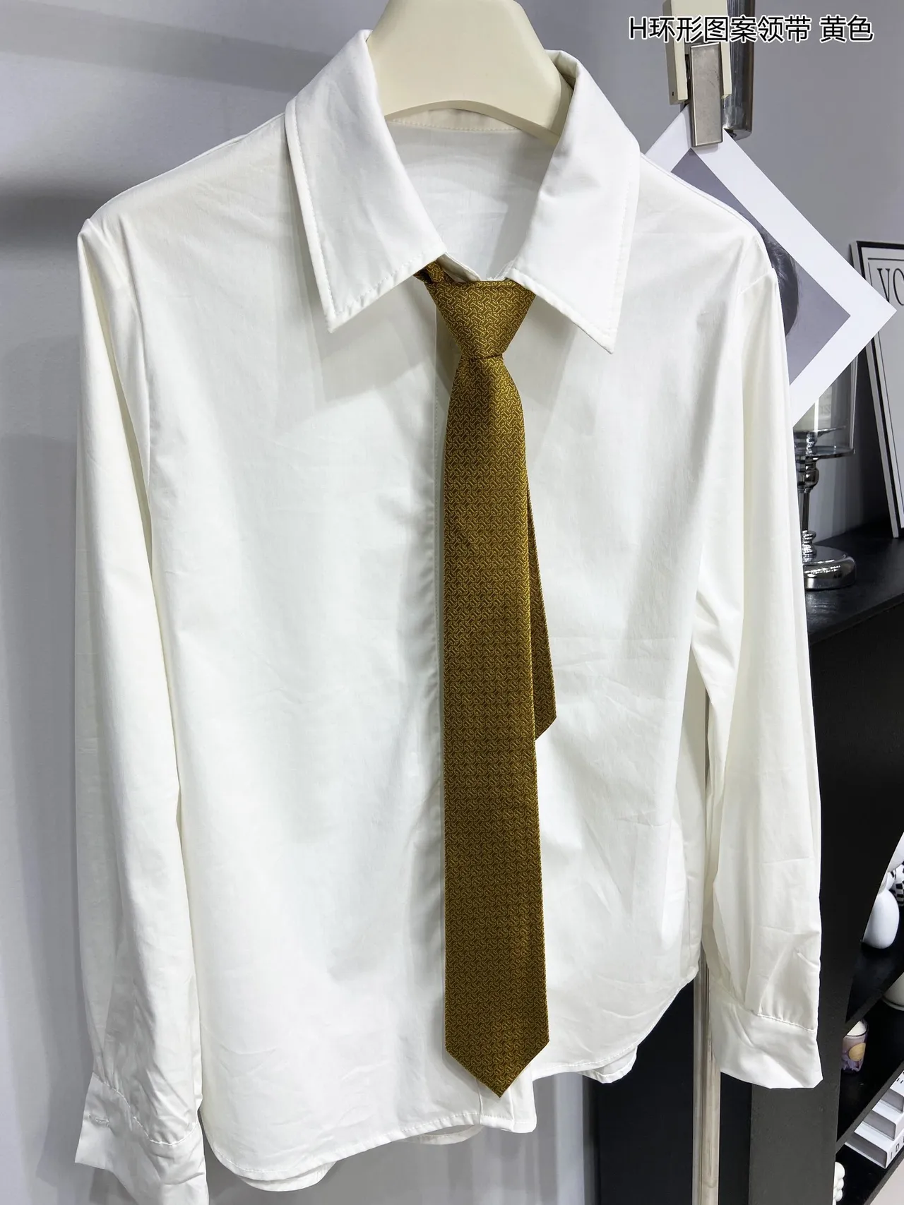 Hermès H Motif Jacquard Cravate Jaune et Marron 7