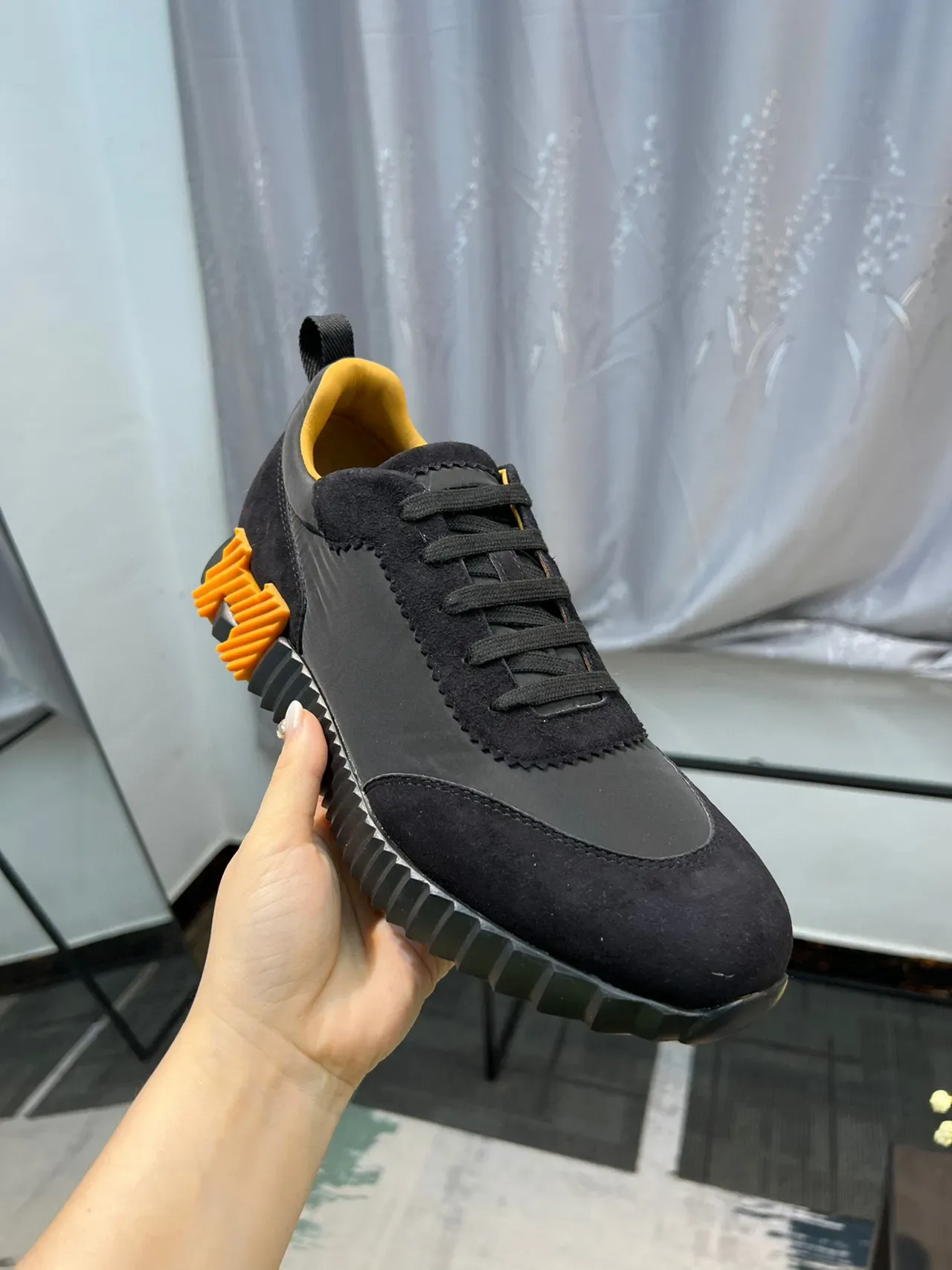 Hermès H-Ride Black Suede and Nylon Lifestyle Sneakers 7