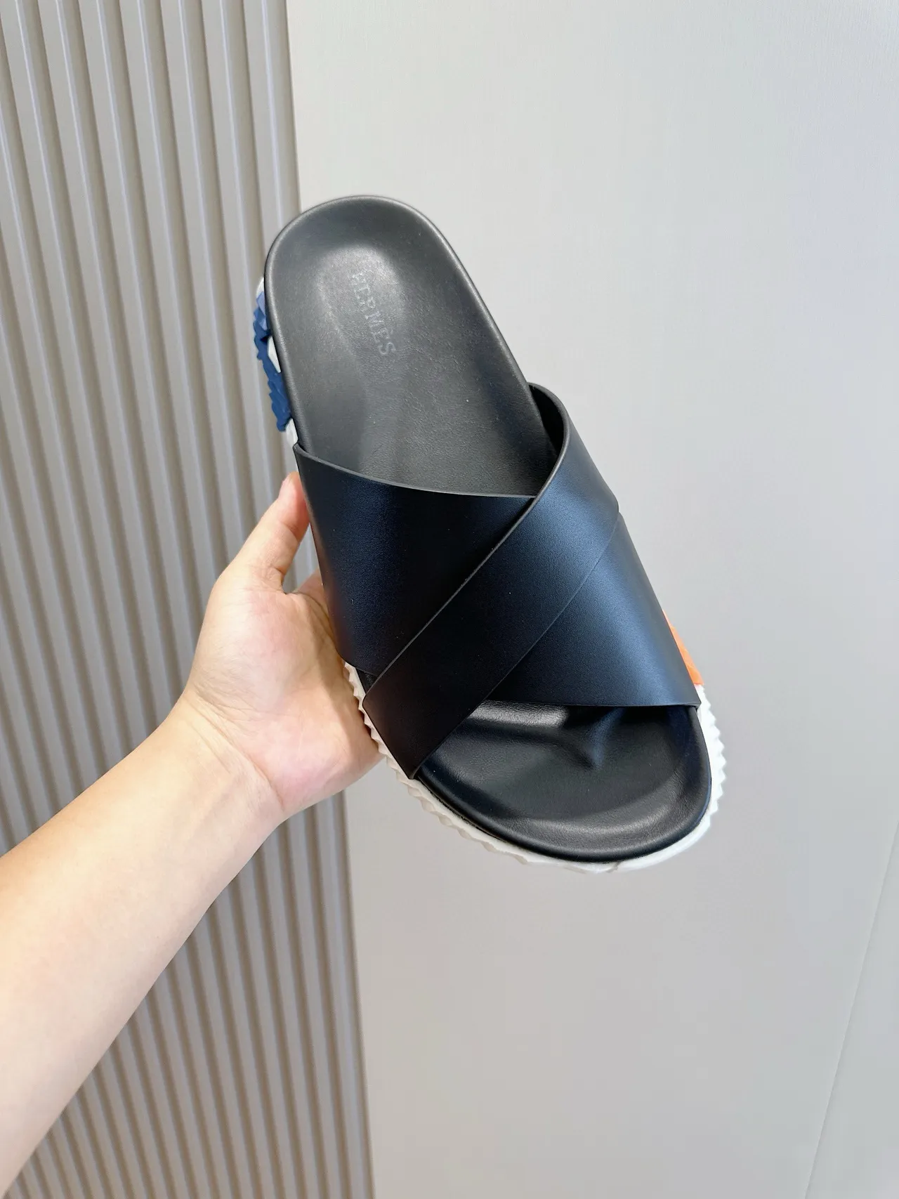 Hermès Oran Black and White Platform Slide Slippers 4
