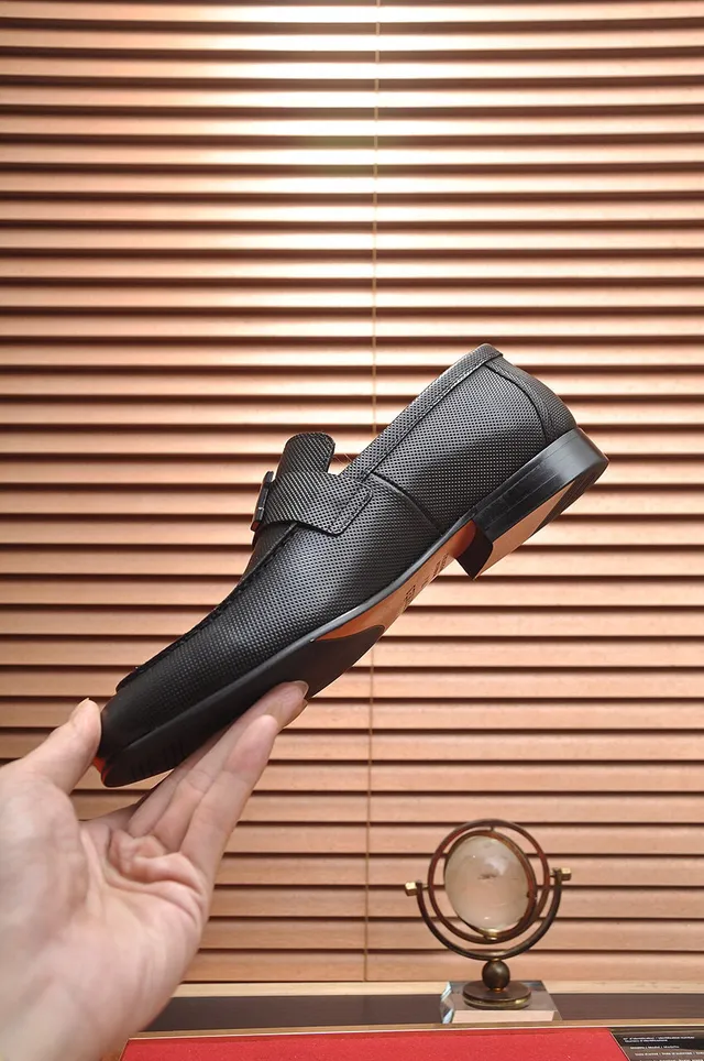 Hermès Oran Black Perforated Leather H-Buckle Loafers 4