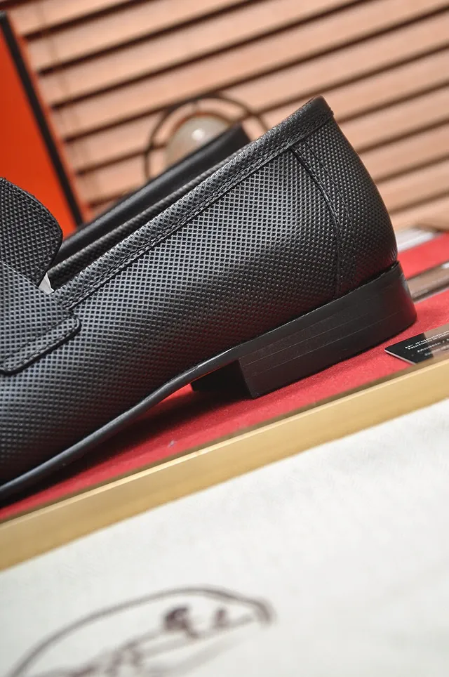 Hermès Oran Black Perforated Leather H-Buckle Loafers 6
