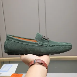 Hermès Oran Green Suede H-Buckle Loafer