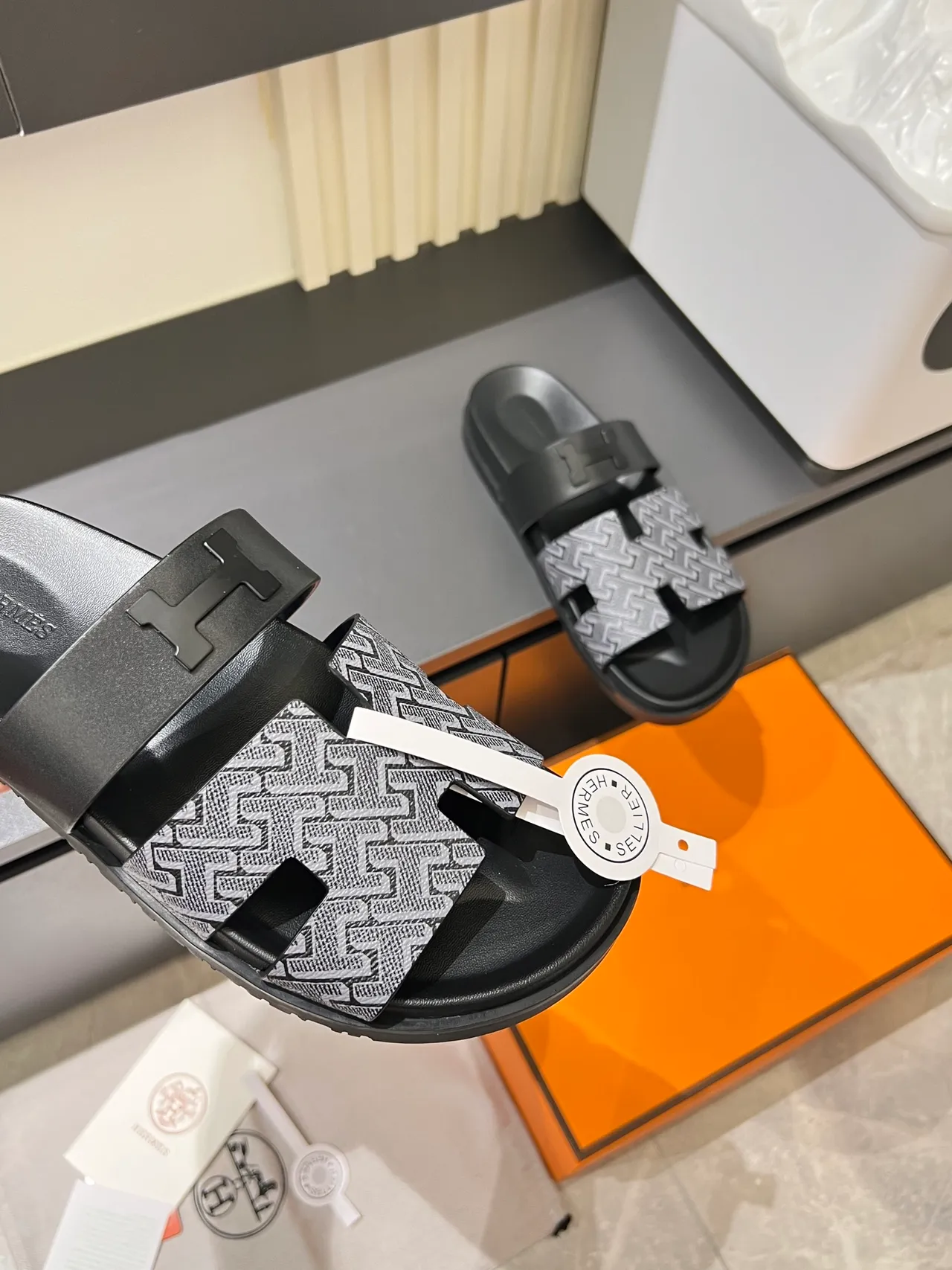 Hermès Oran Monogram Canvas H-Logo Slippers 2