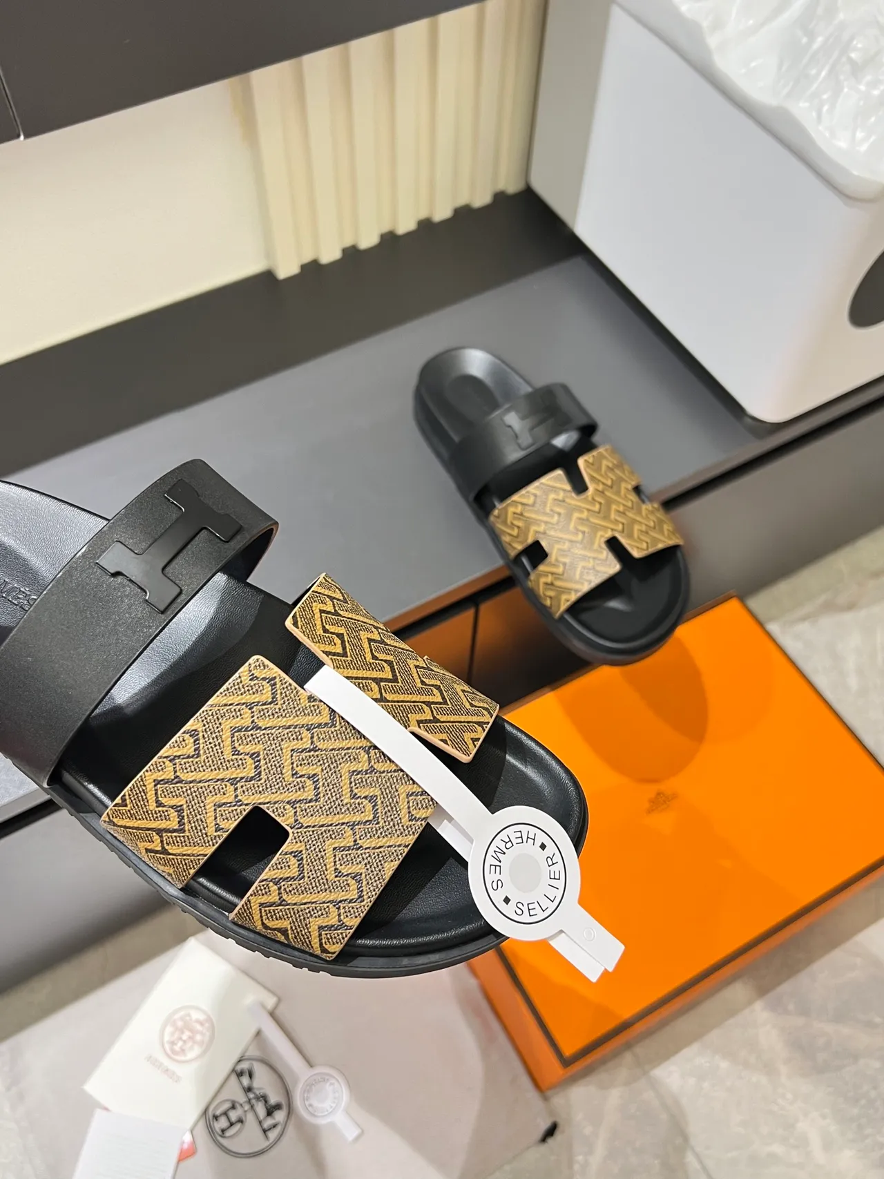 Hermès Oran Monogram Canvas H-Logo Slippers 4