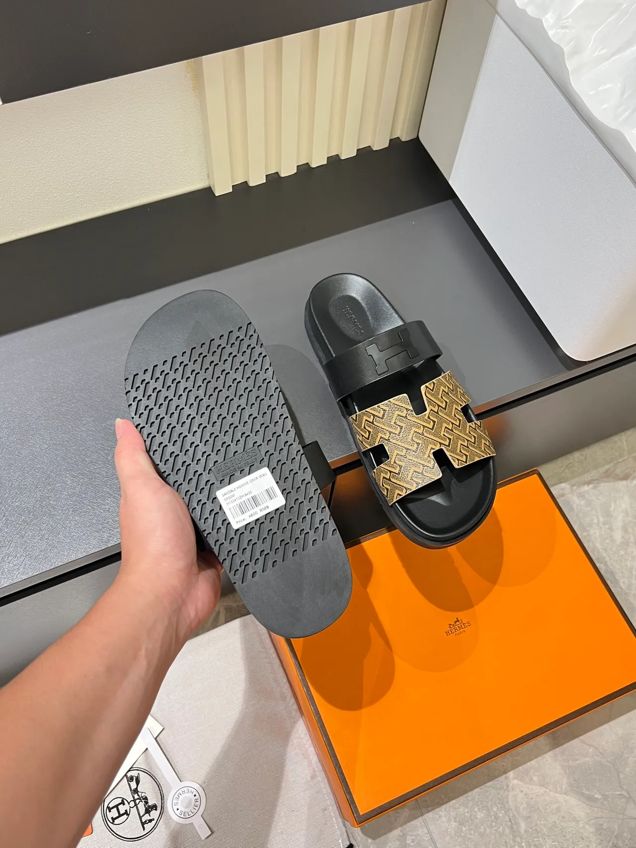 Hermès Oran Monogram Canvas H-Logo Slippers 5