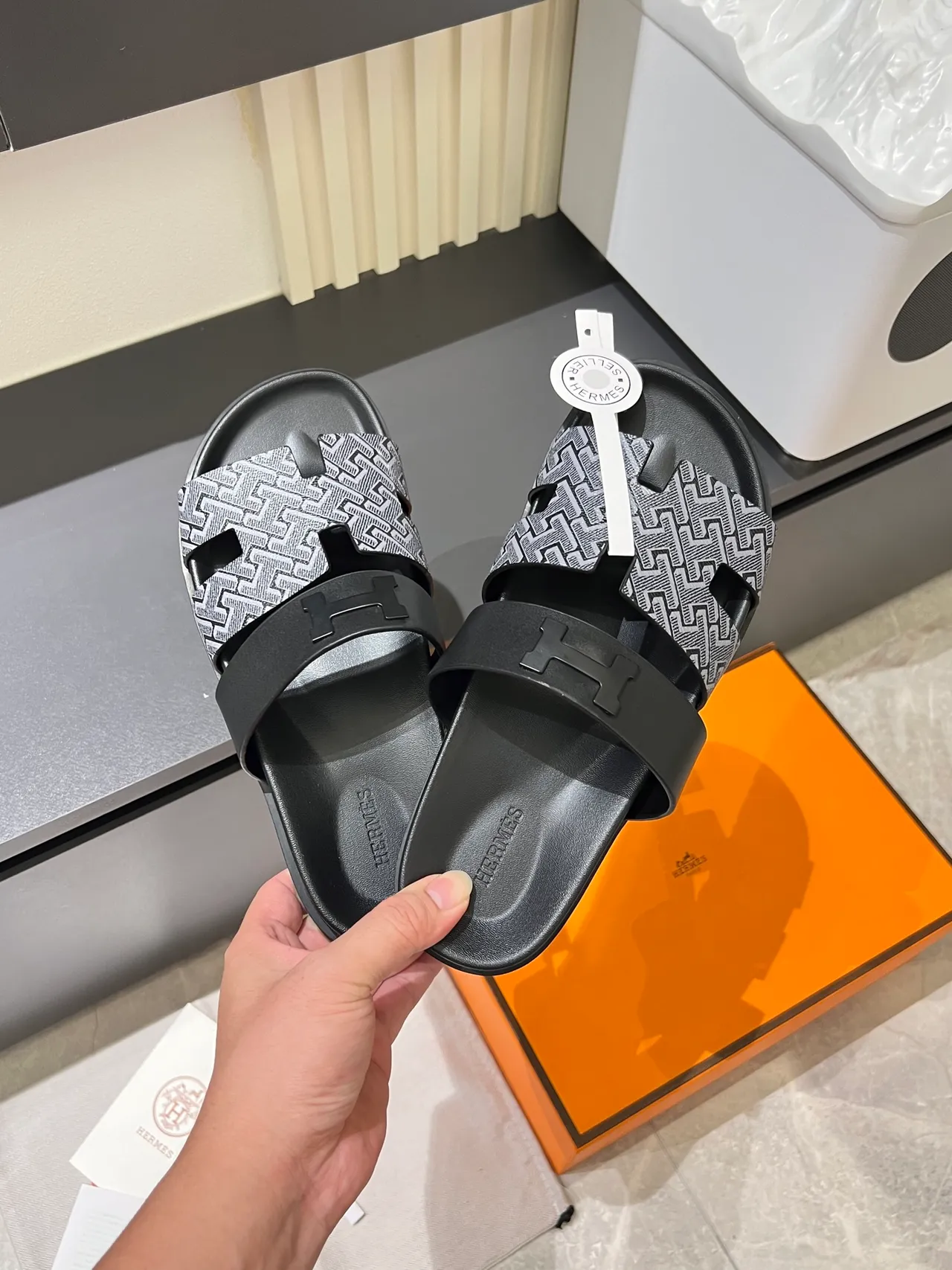 Hermès Oran Monogram Canvas H-Logo Slippers 6