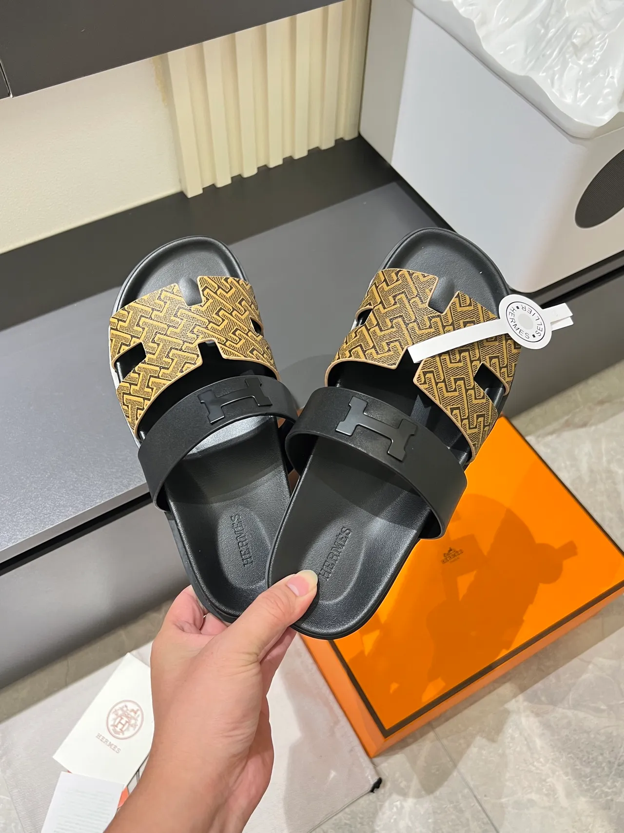 Hermès Oran Monogram Canvas H-Logo Slippers 8