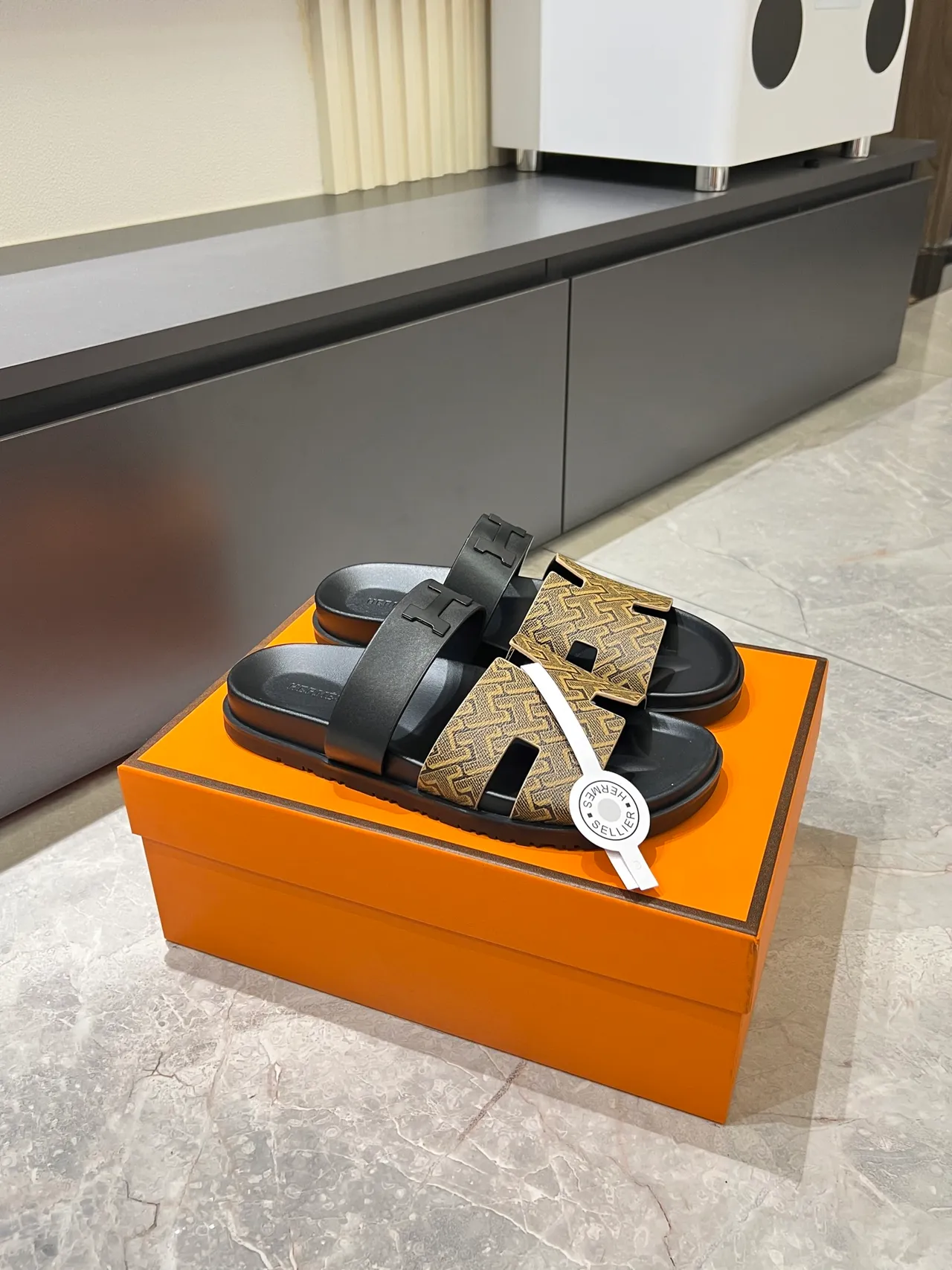 Hermès Oran Monogram Canvas H-Logo Slippers 11