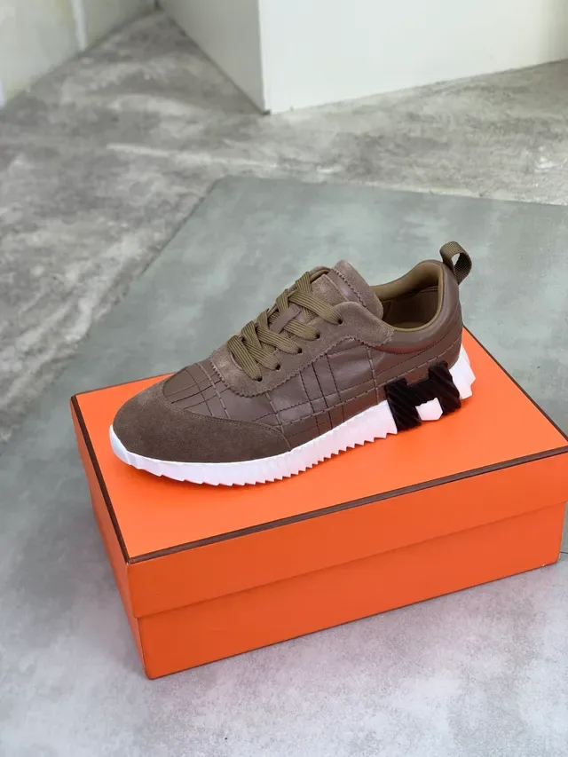 Hermès Oran Sneaker Brown Suede and Leather Lifestyle Sneakers 4