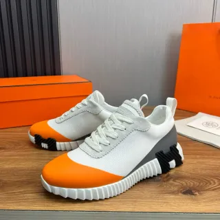 Hermès Orange White Sculpted Ridged Midsole Toe Cap Lifestyle Sneakers