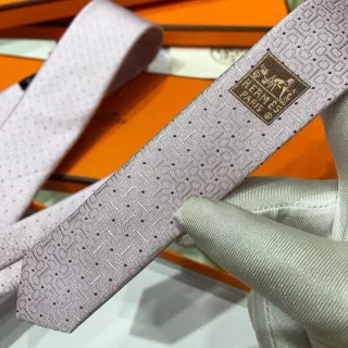 Hermès Pink Purple Silk-Woven Geometric H-Motif Necktie