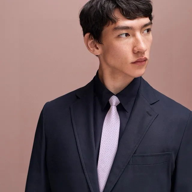 Hermès Pink Purple Silk-Woven Geometric H-Motif Necktie 2