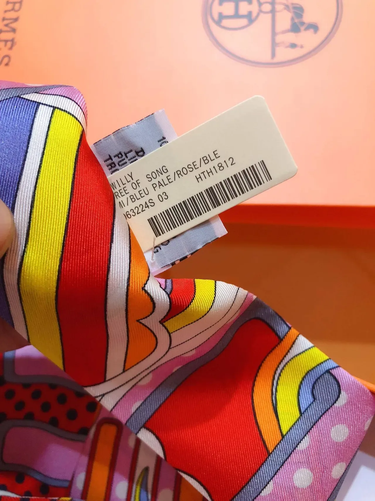 Hermès Twilly Multicolor Abstract Print Silk Scarf 4