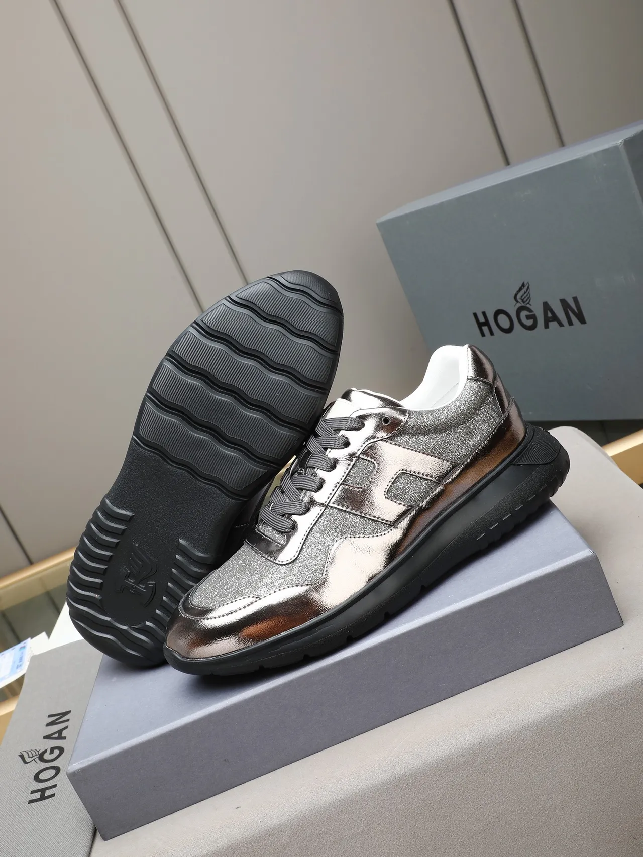 Hogan H-Mode Metallic Silver-Bronze Lifestyle Sneaker 2