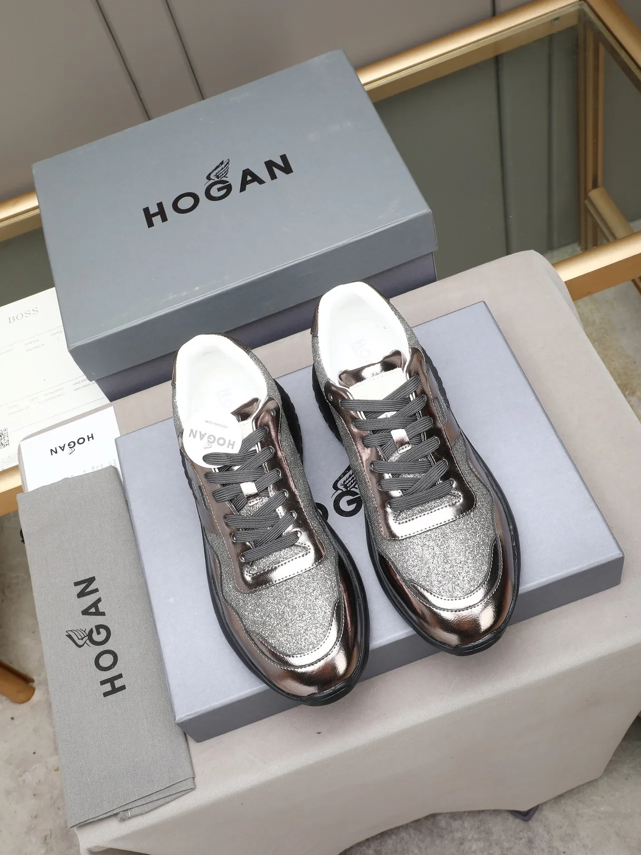 Hogan H-Mode Metallic Silver-Bronze Lifestyle Sneaker 3