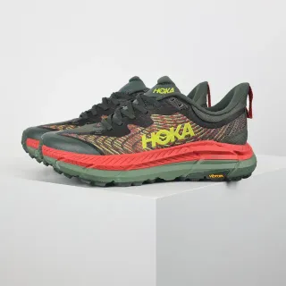 Hoka Verde Militar Rojo Parte superior de Knit Engineered Suela intermedia de doble densidad Zapatos de running