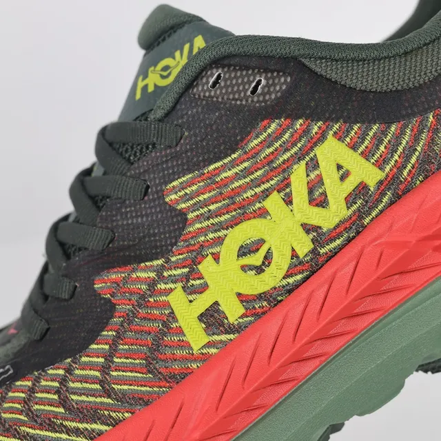 Hoka Vert Militaire Rouge Tige en Knit Engineered Semelle intermédiaire à double densité Chaussures de course 6