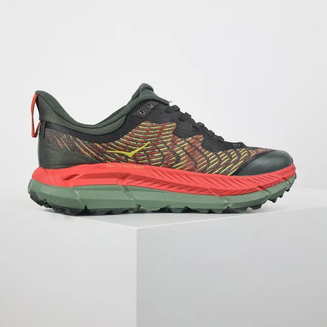 Hoka Vert Militaire Rouge Tige en Knit Engineered Semelle intermédiaire à double densité Chaussures de course 7