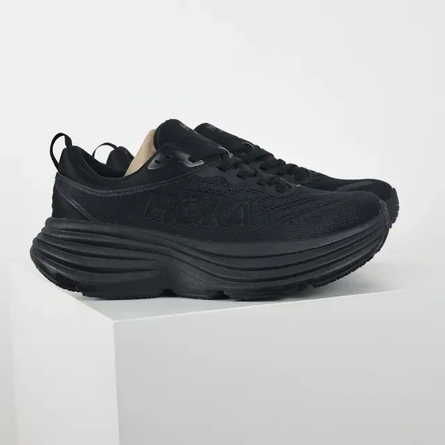 Hoka Clifton Chaussures de running Noir Monochrome Upper en tricot ingénierie 3