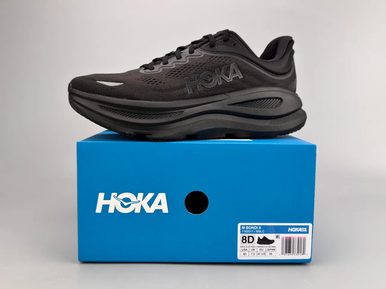 Hoka Clifton Preto Monocromo Malha Engenheirada Superior Tênis de Running 2