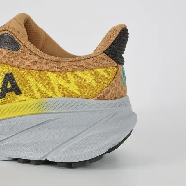 Hoka Yellow Brown Engineered Knit Upper Maximalist Cushioned Midsole Running Shoes 4