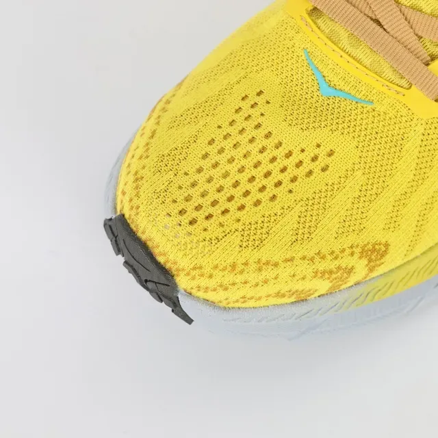 Hoka Yellow Brown Engineered Knit Upper Maximalist Cushioned Midsole Running Shoes 5