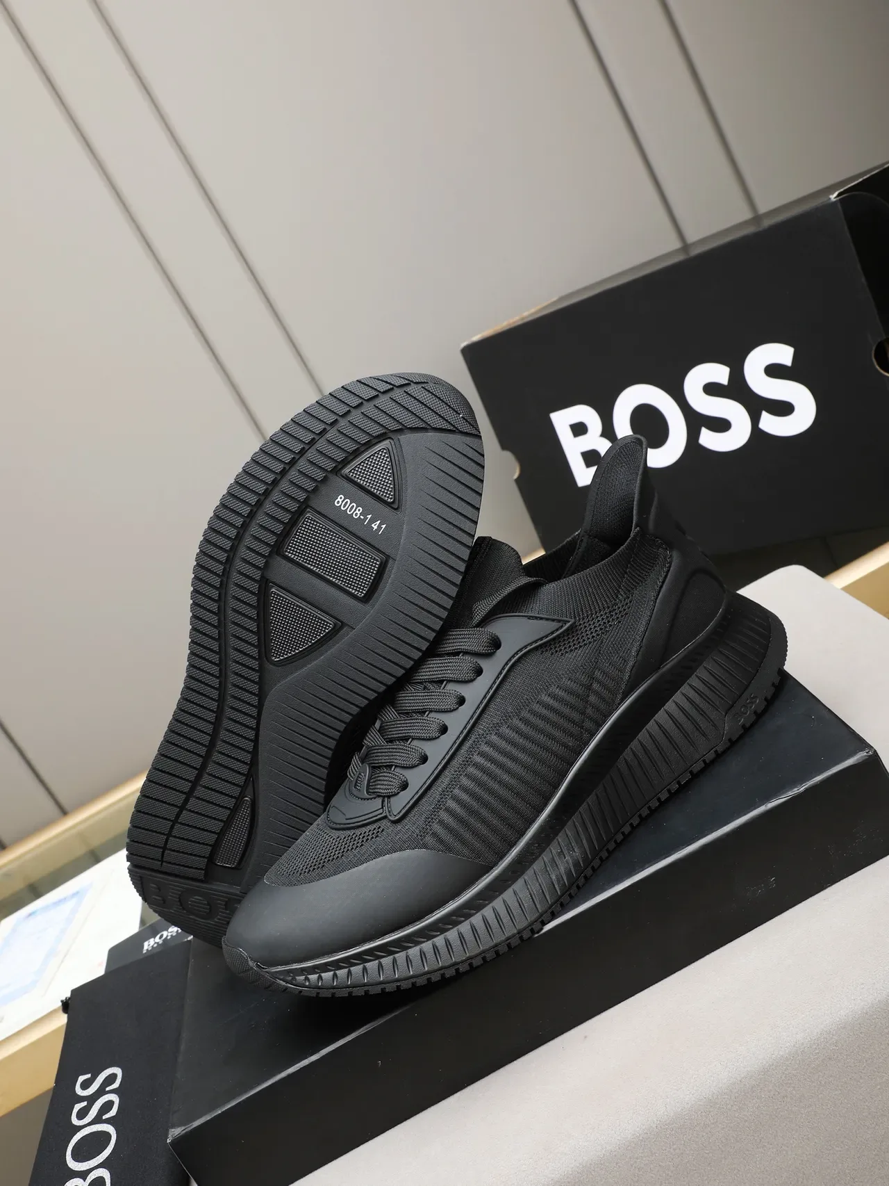 Hugo Boss Tênis Lifestyle com Upper de Malha Preto e Sola Escultórica 5