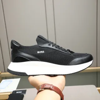 Hugo Boss Black Mesh and Leather Lifestyle Sneaker