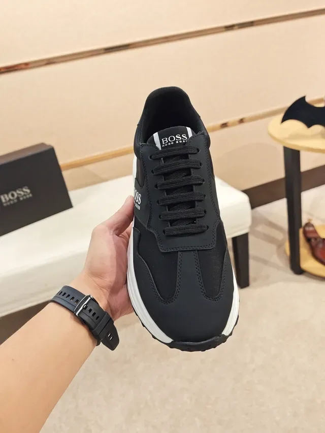 Hugo Boss Black White Textile Upper Layered Midsole Sneakers 6