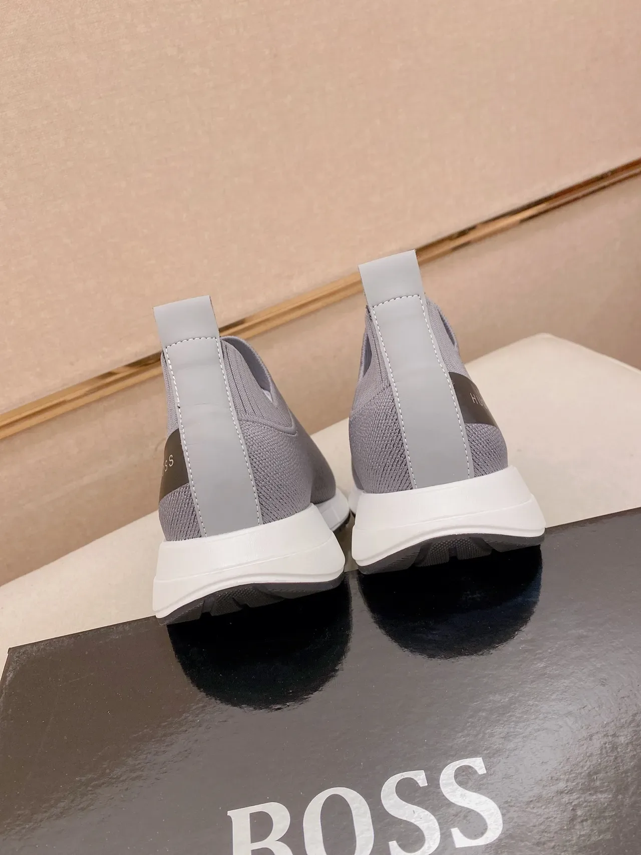 Hugo Boss Gray Knit Slip-On Lifestyle Sneakers 3