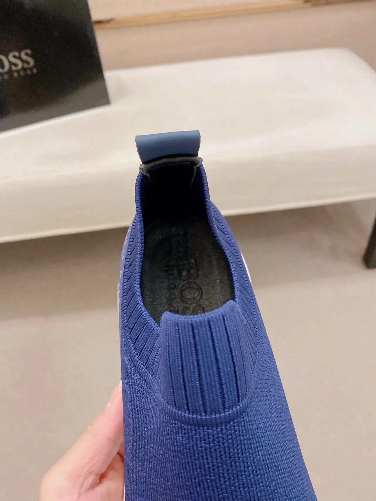 Hugo Boss Tênis Lifestyle de Malha Slip-On de Duas Cores Azul 4