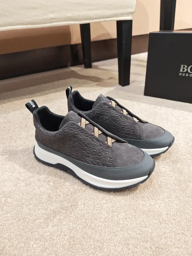 Hugo Boss Slip-On Monogram Gray Lifestyle Sneaker 4