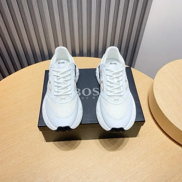 Hugo Boss Blanc Noir Semelle Chunky Tige Hybride Maille-Synthétique Sneakers Lifestyle 2