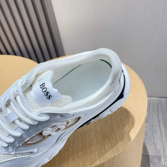 Hugo Boss Blanc Noir Semelle Chunky Tige Hybride Maille-Synthétique Sneakers Lifestyle 5