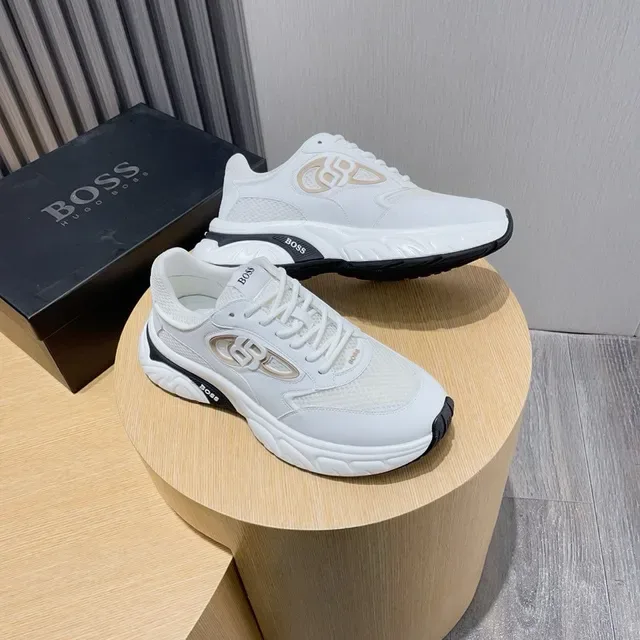 Hugo Boss Blanc Noir Semelle Chunky Tige Hybride Maille-Synthétique Sneakers Lifestyle 6