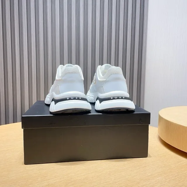 Hugo Boss Blanc Noir Semelle Chunky Tige Hybride Maille-Synthétique Sneakers Lifestyle 7