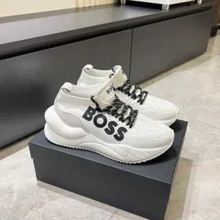 Hugo Boss White Black Knit Upper Sculpted Sole Chunky Sneakers