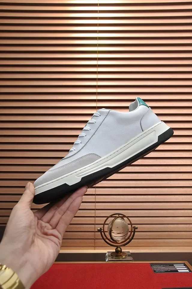Hugo Boss White Gray Leather And Suede Upper Contrast Heel Tab Sneakers 6