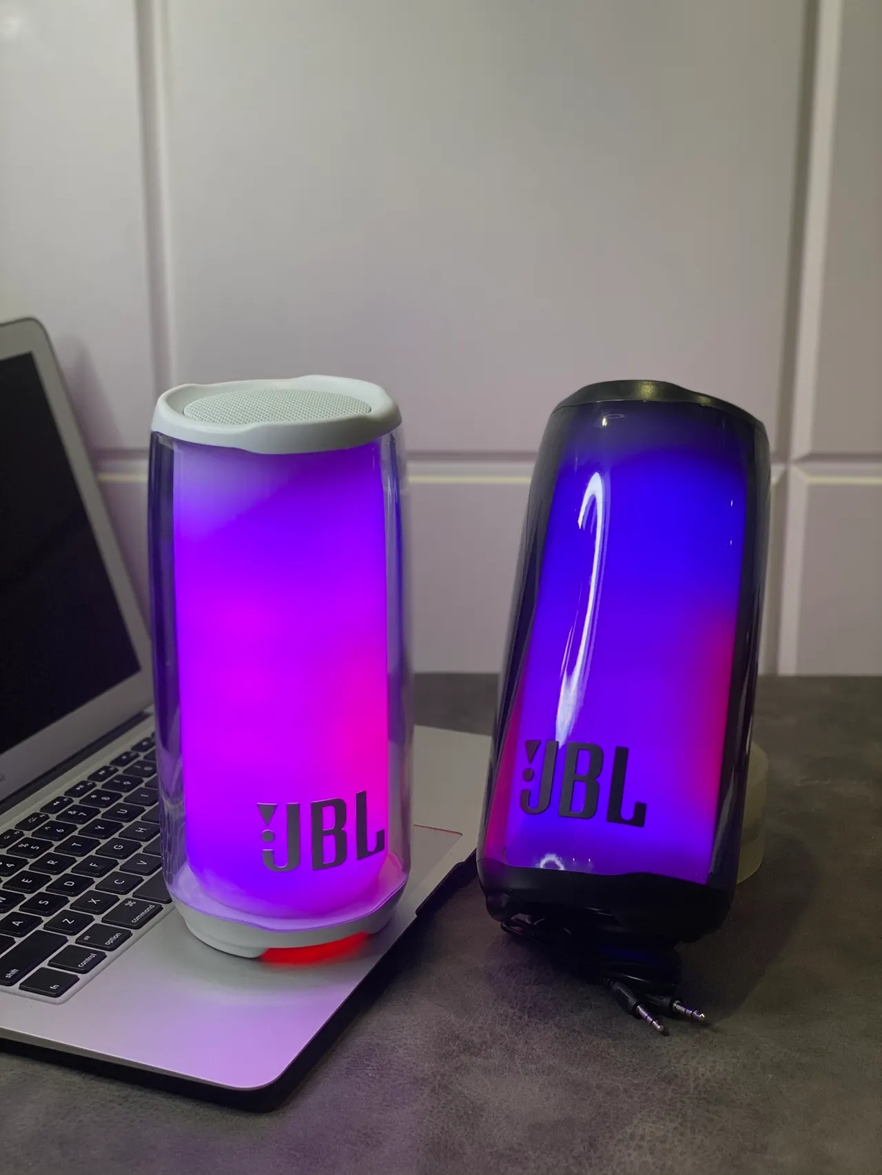 JBL White Gray Cylindrical Transparent-Shell Portable Speaker 2