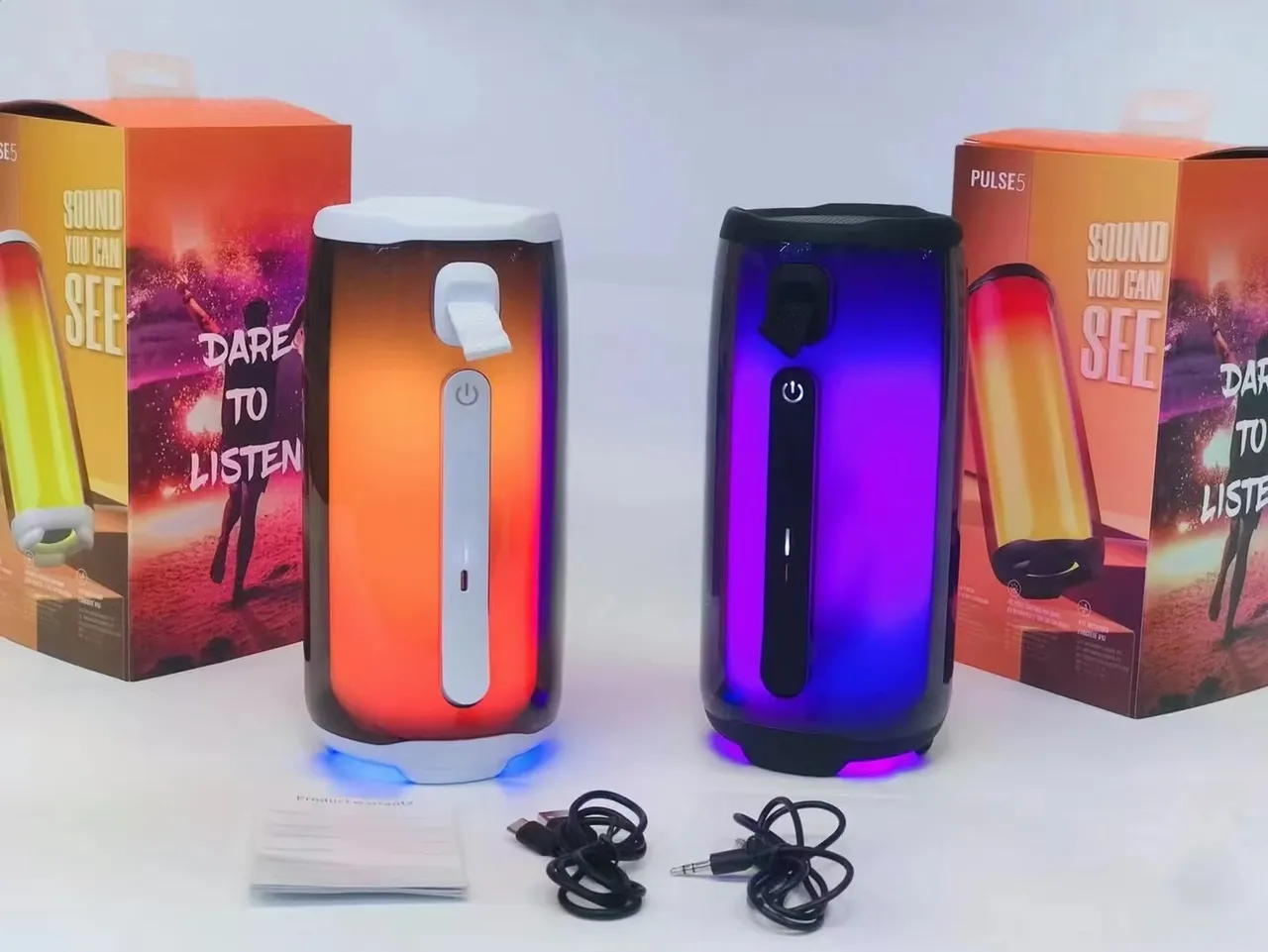 JBL White Gray Cylindrical Transparent-Shell Portable Speaker 5